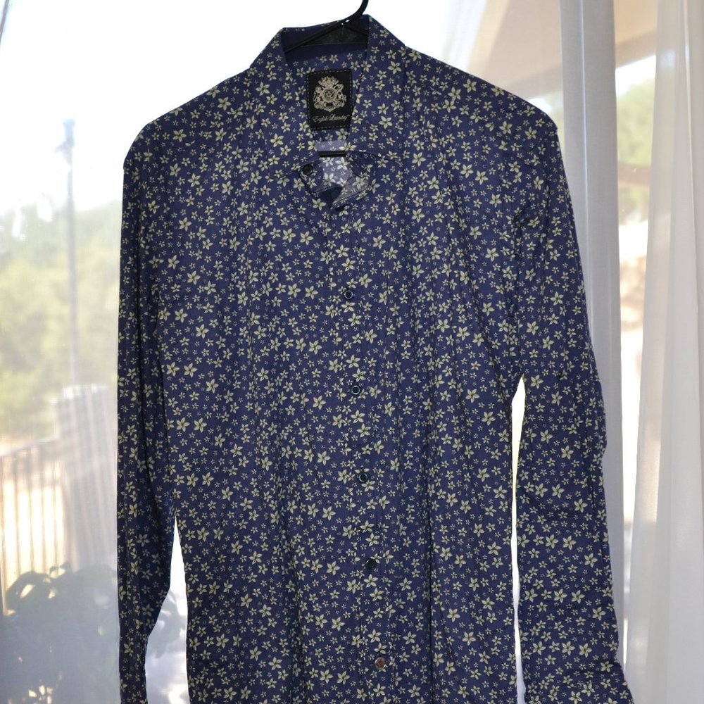 English Laundry Long Sleeve Button Up Shirt Tropical Floral Print Mens M
